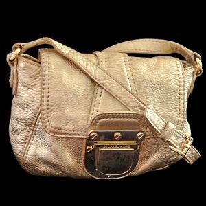 Michael Kors Gold Pebbled Leather Charlton Crossbody Mini Bag